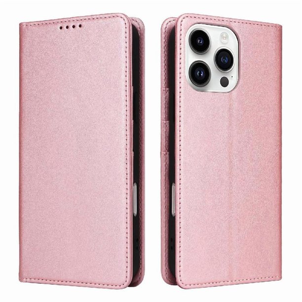 Funda Cartera para iPhone 14 Pro con Ranuras Tarjetas y Soporte - Protección Completa Oro rosa