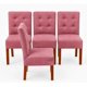 thumbnail image 1 of Pack 4 sillas de comedor, respaldo curvo, estilo capitoné, color palo rosa, 1 of 3
