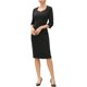 thumbnail image 2 of INSPIRE CHIC Vestidos Midi de Trabajo para Mujeres con Mangas 3/4 y Escote Corazón de Cintura Alta S Negro, 2 of 6