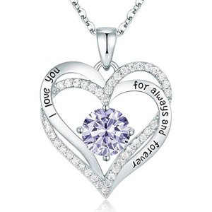 Collar Heshpaws Love Pendant 925 Sterling Silver Con Birthstone Zirconia Y Caja De Regalo