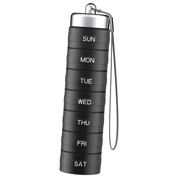Organizador diario de pastillas, estuche apilable para recordatorios, caja para tableta, pastillero de viaje, organizador de pastillas de viaje para d Negro