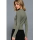 thumbnail image 3 of Saronite Chaqueta Tipo Suéter de Manga Larga, Color Liso, de Rayón, con Cuello Redondo, Cierre Abierta en Dos Direcciones, en Verde Oliva Claro (para Mujer), 3 of 5