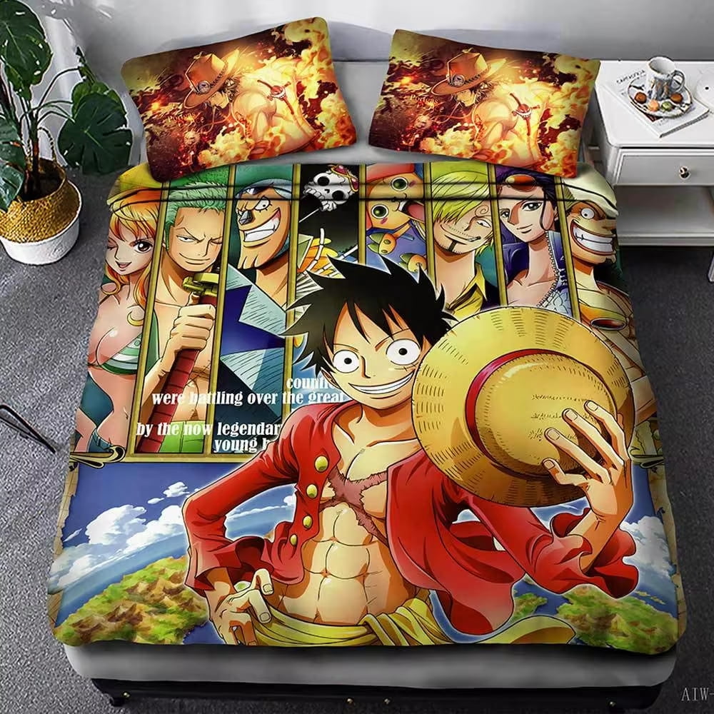 ONE PIECE Bedding Set KING SIZE Japan Cartoon Anime Luffy Chopper Duvet Cover for Kids Black Bed Cover 3d Quilt Home Textiles Bed Sheets