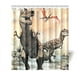 thumbnail image 1 of Cortina de ducha con diseño de dinosaurio T-Rex, con ganchos, 167 x 183 cm, 1 of 3