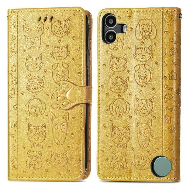 Funda Cartera FOXDOCK para Nothing CMF Phone 1 , Flip PU con Relieve de Gatos y Perros, Tarjetero y Soporte
