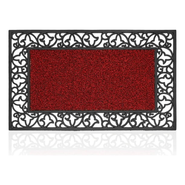 Alfombra De Entrada Hogar Limpiapiés Diseño Romantic 74x44cm rojo