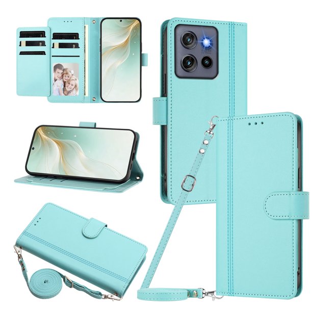 Motorola Edge 60 Neo Funda Billetera con Cierre Magnético, Verde Claro