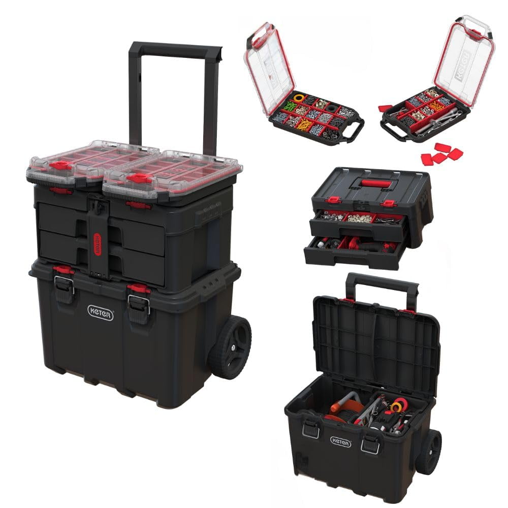 Organizador De Herramientas Keter Stack-n-roll, 4 Piezas, Laminado En Resina, Negro