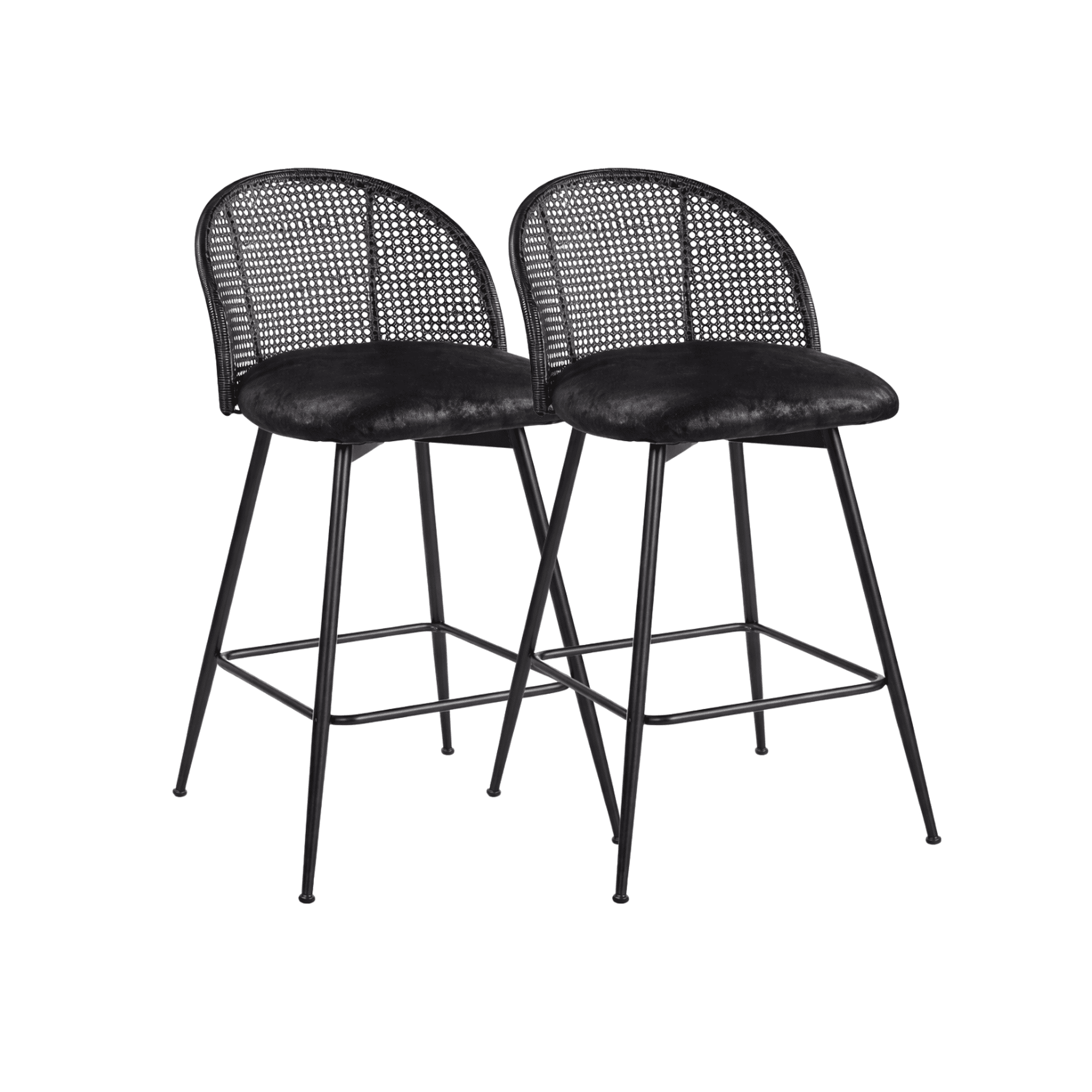 Habita2 Chile - Pack 2 Sillas De Bar Giratoria De Ratan Marsella - Negro