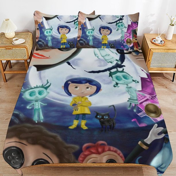 Coraline Duvet Cover Set 3 Piece Bedding Set Double Sided Printing Decorative Comforter Cover Set
