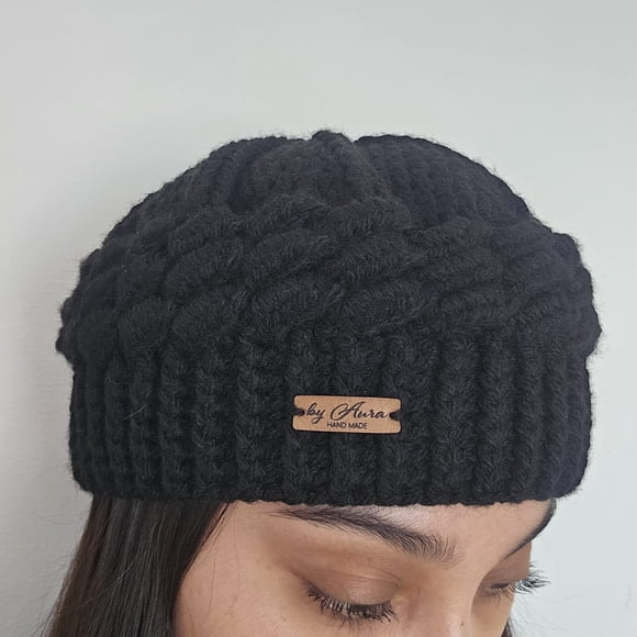 Boina Patagonica a Crochet Negra