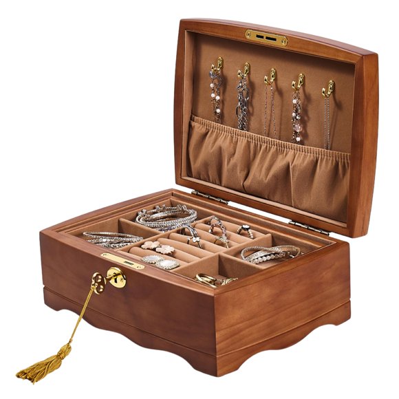 Caja de joyería EURIELK mediana 26 × 18 × 10 cm con cerradura