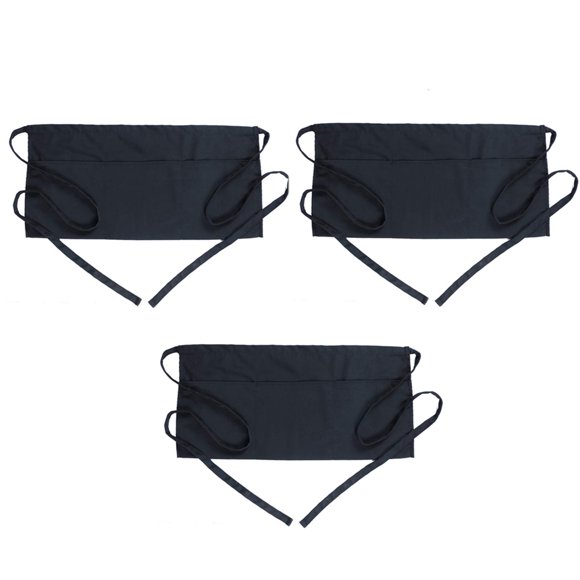 Delantal BOHARERS Pack de 3, negro, 61 cm, 3 bolsillos