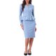thumbnail image 2 of INSPIRE CHIC Conjuntos de Trajes de Mujer Conjuntos de Negocios Blazer Peplum sin Cuello Traje Formal de Falda Lápiz Conjunto de 2 Piezas S Azul Claro, 2 of 6