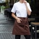 thumbnail image 5 of Delantales de servidor, delantal negro de medio bistro, delantal de camarero, delantal de cintura larga para hombres y mujeres, impermeable, 5 of 7