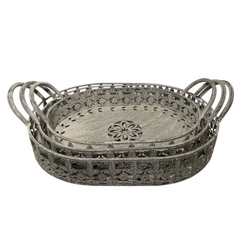 Bric - Set 3 Bandejas Metal Flores