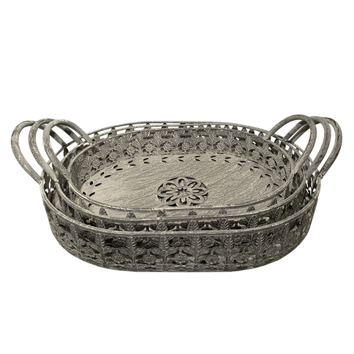 Bric - Set 3 Bandejas Metal Flores