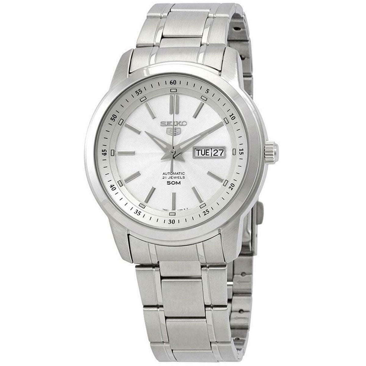 Seiko - Reloj Para Hombre 5 Automatic Con Esfera Blanca Snkm83k1