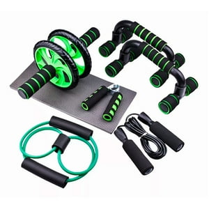 Genérico - Set Deportivo 7 En 1 Rueda Abdominal Cuerda Color Verde