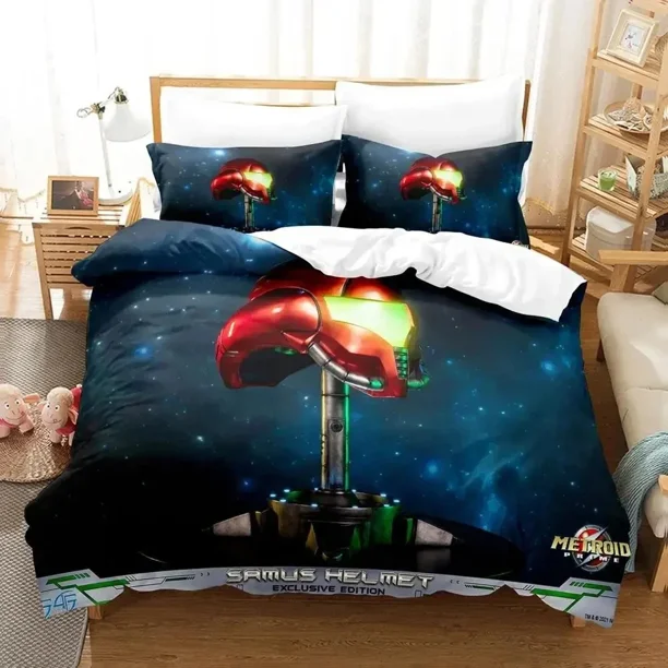 v324 Bed Sheets Metroid Prime Bedding Set Duvet Cover Bed Set Quilt Cover Pillowcase Comforter king Queen Size Boys Adult Bedding Set 3-Piece Bedding Set (1 Duvet Cover + 2 Pillow Shams) Bed Sheets ju