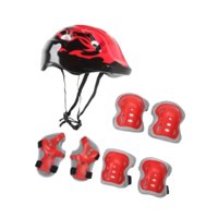 Magideal - 7 Unids/Set Casco De Bicicleta Para Niños Casco De Patinaje Sobre Ruedas Transpirable Práctico A Prueba De Golpes Casco De Monopatín Para Patinar Cicl Rojo
