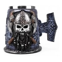 Genérico - Taza Tazon Mug Calavera Guerrero Acero Inoxidable 600Ml