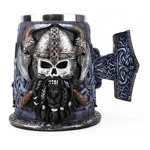 Genérico - Taza Tazon Mug Calavera Guerrero Acero Inoxidable 600Ml