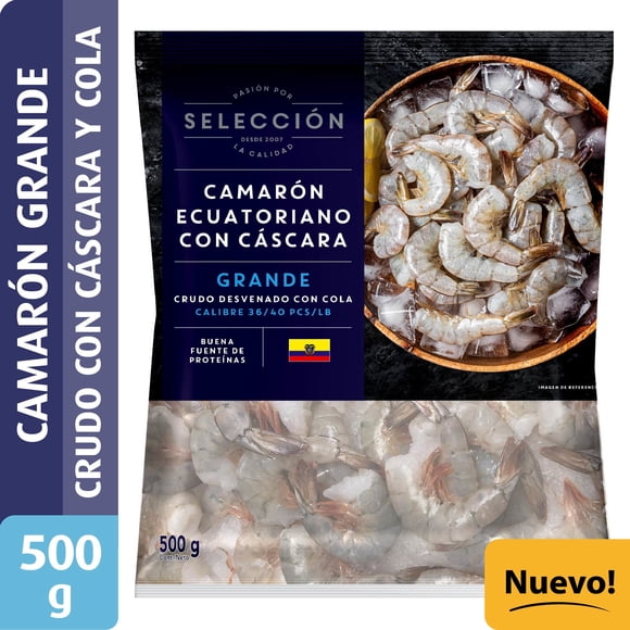 Camarón Ecuatoriano Grande Crudo con Cola, 500 g