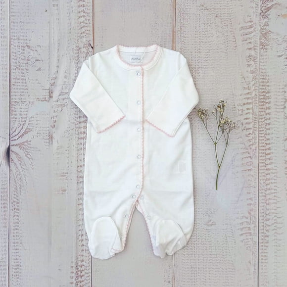 Enterito Picot Rosa Algodón Pima Bebé - Talla 3/6 MESES