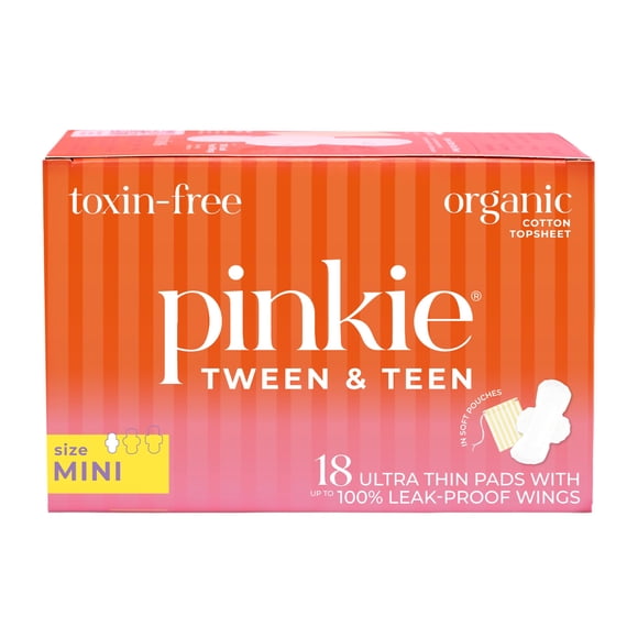 Toallas Femeninas Pinkie Mini de Algodón Orgánico para Pre-adolescentes y Adolescentes 18 Unidades