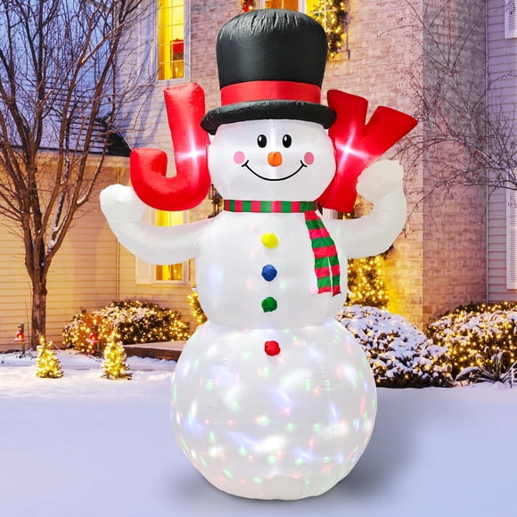 Muñeco de nieve inflable navideño HIGSEEU de 2,4 m con luces giratorias