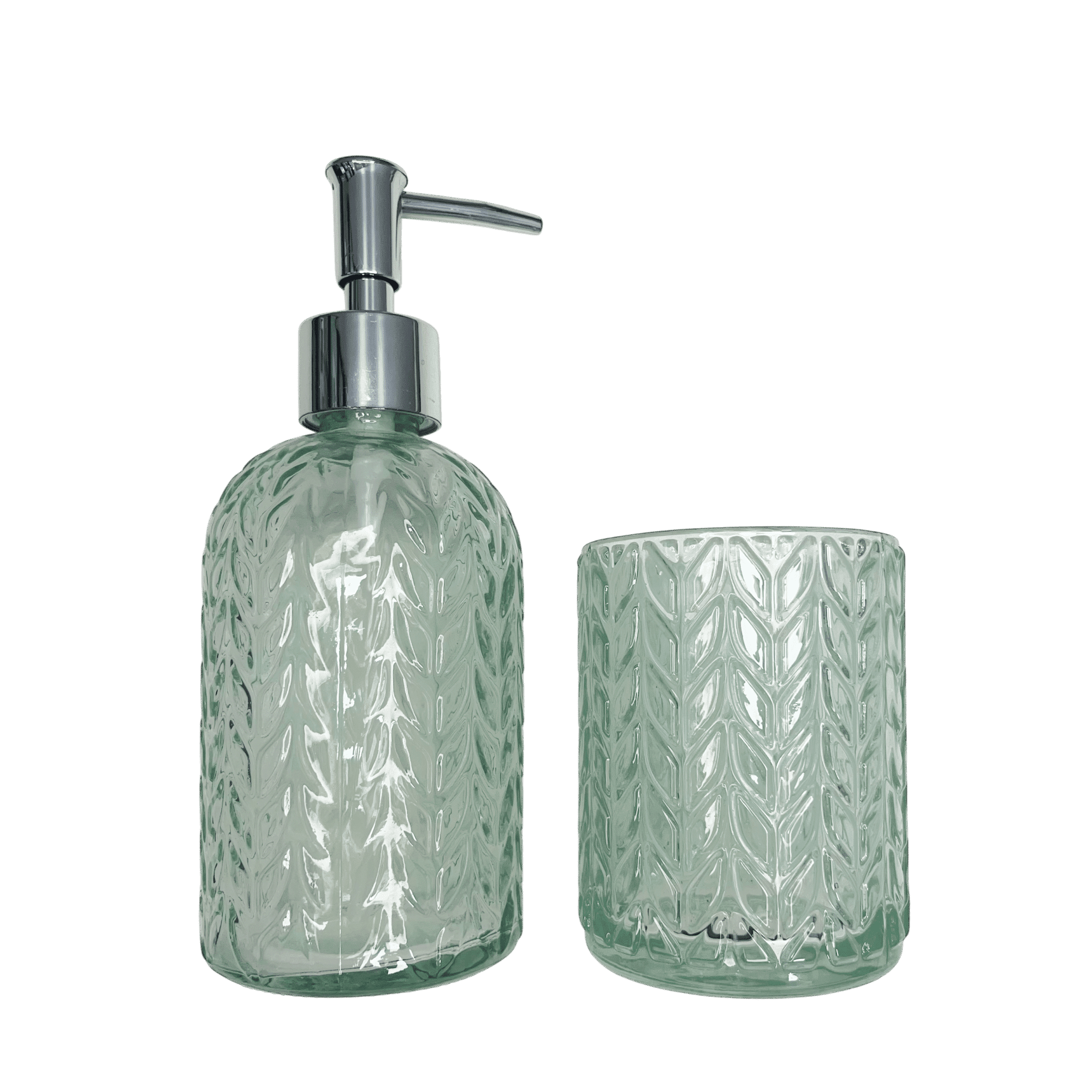 Zahr - Set De Baño Dispensador De Jabon Y Vaso De Vidrio Colores