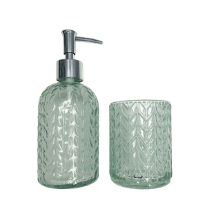 Zahr - Set De Baño Dispensador De Jabon Y Vaso De Vidrio Colores