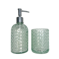 Zahr - Set De Baño Dispensador De Jabon Y Vaso De Vidrio Colores