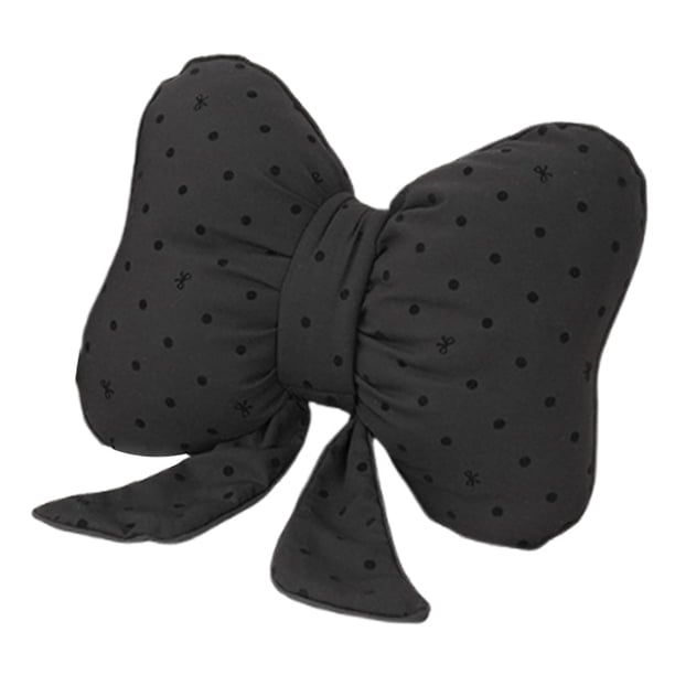 Cojín de lazo para sofá, adorno de almohada, bonito lazo, suave, regalo, cojín de lazo, cojín de respaldo para sofá, sofá lumbar, coche, sala de estar Negro