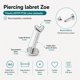thumbnail image 2 of Piercing labret Zoe titanio F136 8mm 16G plateado, 2 of 3