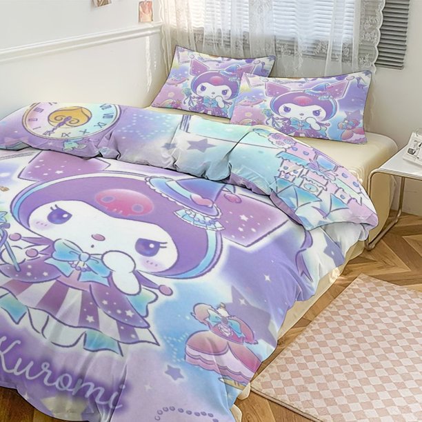 Kuromi Print Bedding Set Pattern Duvet Cove Set 3 Pieces 1 Quilt Cover And 2 Pillowcases for Women Men Teens
