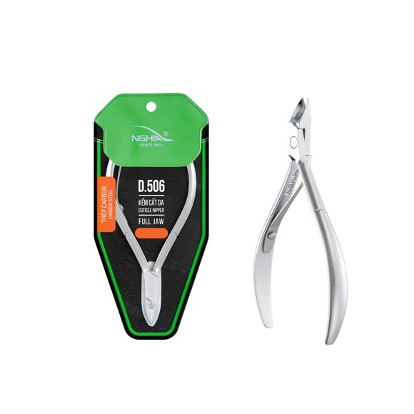 Pinza para cutículas Nghia D-506 de mandíbula completa, gris plateado