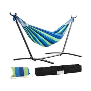 Genérico - Hamaca Doble Con Base Para Balcón Y Terraza Verde