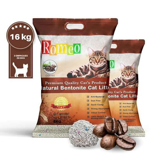 Arena absorbente para gatos aroma Café 16kg