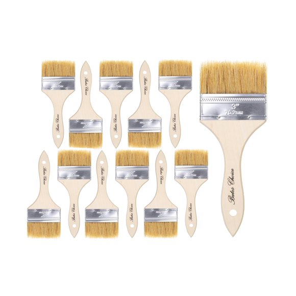 Pinceles Bates Choice Chip de 3 pulgadas, 12 unidades, cerdas naturales