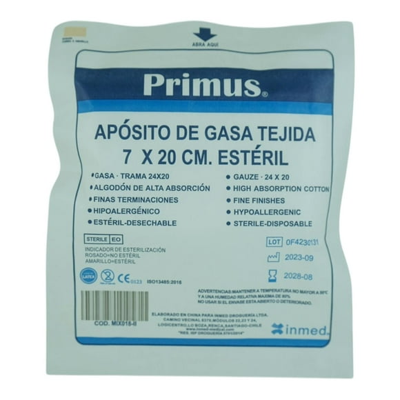 APOSITO DE GASA TEJIDA 7X20CM ESTERIL 20 UNIDADES