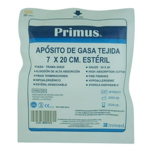 Primus - Aposito De Gasa Tejida 7X20Cm Esteril 20 Unidades Blanco