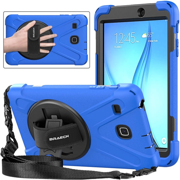 Funda para Tablet BRAECNstock Galaxy Tab E 8.0 Soporte Giratorio 360° Azul