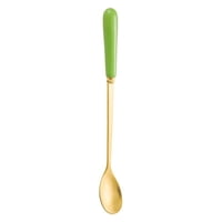 Xmhytop 2 Piezas Cucharas Para Postres De Acero Inoxidable Oro Verde, 17.5X2.4 Cm - Ideal Para Helados, Flanes Y Decoración De Postres