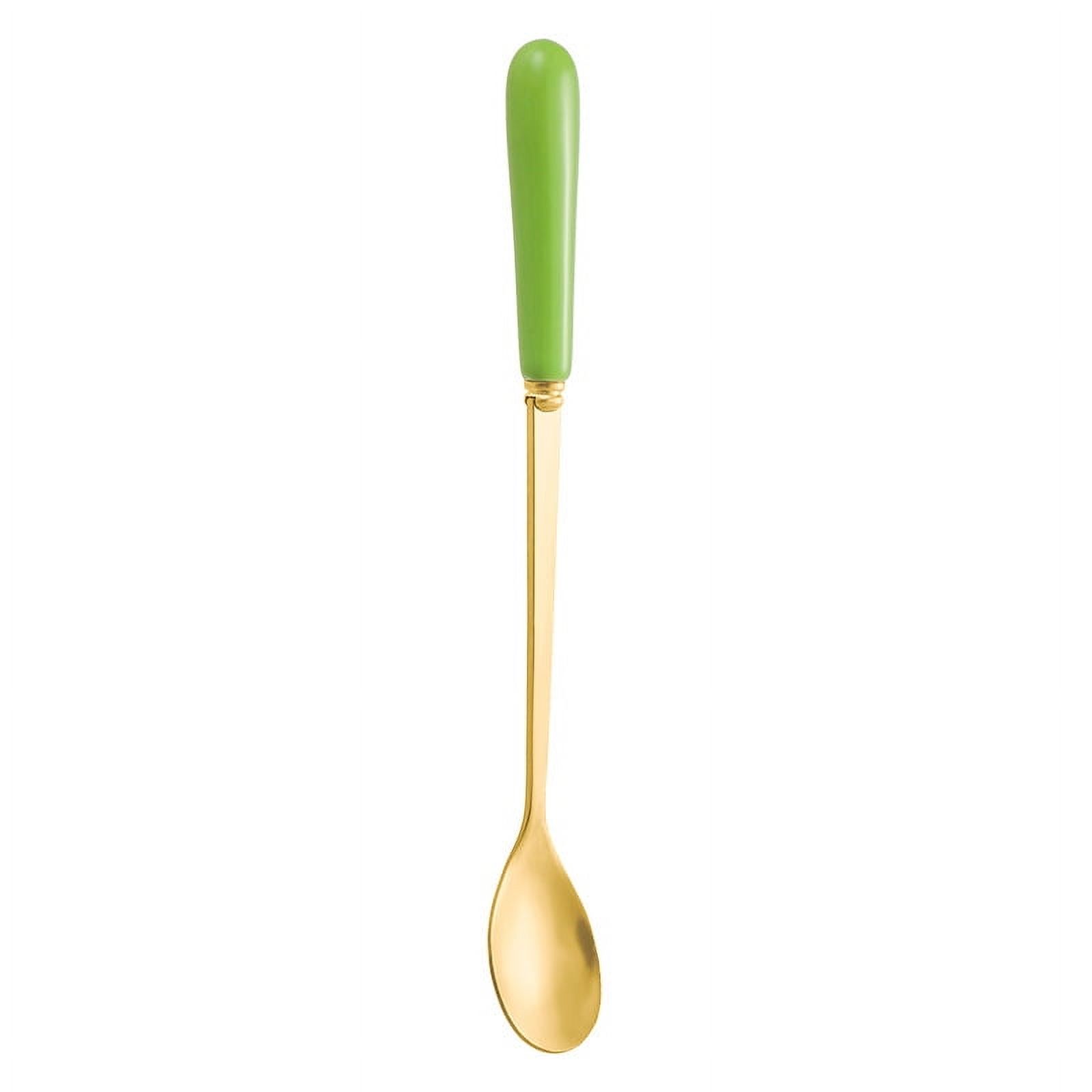 Xmhytop 2 Piezas Cucharas Para Postres De Acero Inoxidable Oro Verde, 17.5X2.4 Cm - Ideal Para Helados, Flanes Y Decoración De Postres