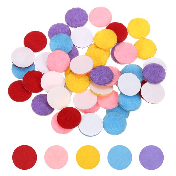 100 Piezas de Círculos de Fieltro Adhesivo, Almohadillas de Fieltro No Tejido Redondas de 1/2", Rojo, Rosa, Amarillo, Azul Cielo, Púrpura