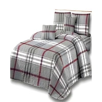 Genérico - Quilt De Verano 2 Plazas Diseño Cuadros Gris