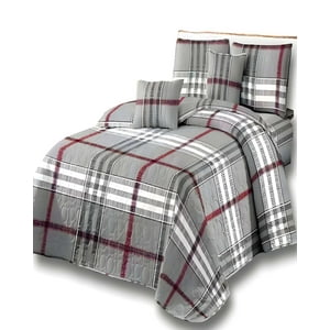 Genérico - Quilt De Verano 2 Plazas Diseño Cuadros 230X250 Cm Gris