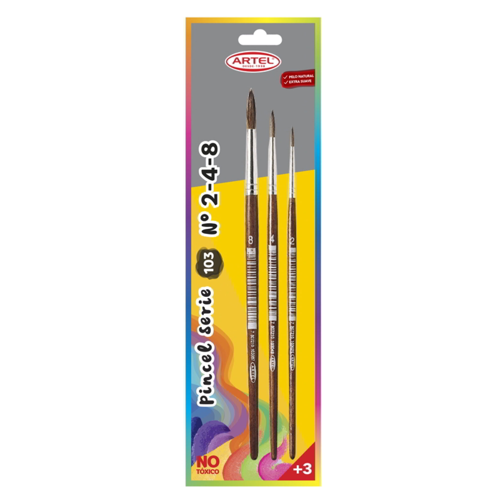 Pinceles Pelo Natural, Pack N° 2 - 4 - 8 1 Un Artel